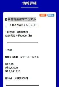 有料予想11月13日(土)阪神2Rの3連単買い目