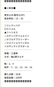 ミリオンタイム有料予想｜2021年11月21日東京11R
