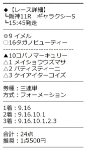 ライフ 有料予想買い目(2021年12月5日阪神11R)