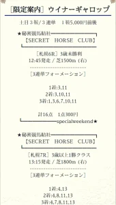 シークレットホースクラブ 有料予想(2022年8月27日)